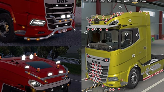 Мод СЛОТЫ ДЛЯ ДОПОЛНИТЕЛЬНЫХ УСТРОЙСТВ DAF 2021 для Euro truck simulator 2